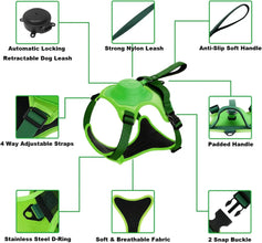 Dog Harness & Retractable Dog Leash All in One