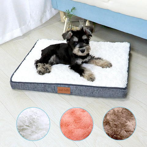 Memory Foam Pet Bed With Removable Washable Faux Fur Cover