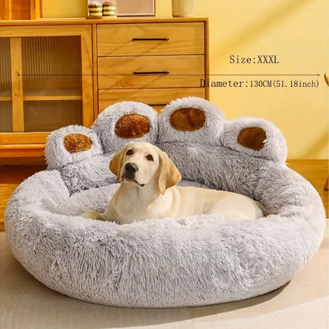 Soft Long Plush Paw Dog Bed