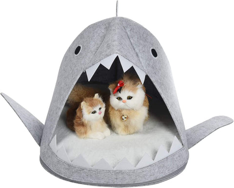 Shark Shape Pet Cave Bed (Light Grey)