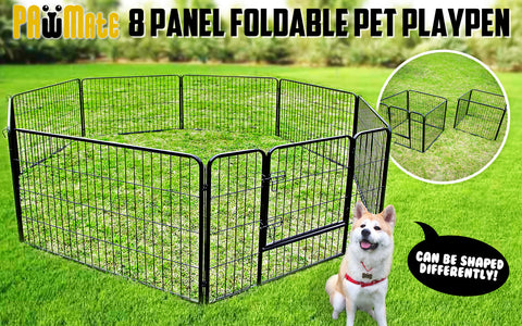 Pet Playpen Heavy Duty 32in 8 Panel Foldable Dog Cage + Cover