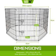 Pet Playpen 8 Panel 36in Foldable Dog Cage + Cover