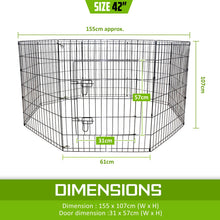 Pet Playpen 8 Panel 42in Foldable Dog Cage + Cover