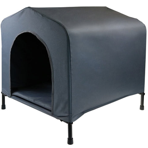Portable Flea and Mite Resistant Dog Kennel House W Cushion Grey - L