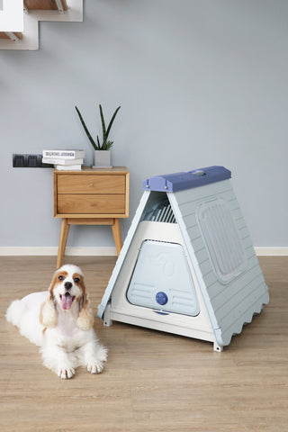 Foldable Plastic Pet Dog Puppy Cat House Kennel Blue - Small