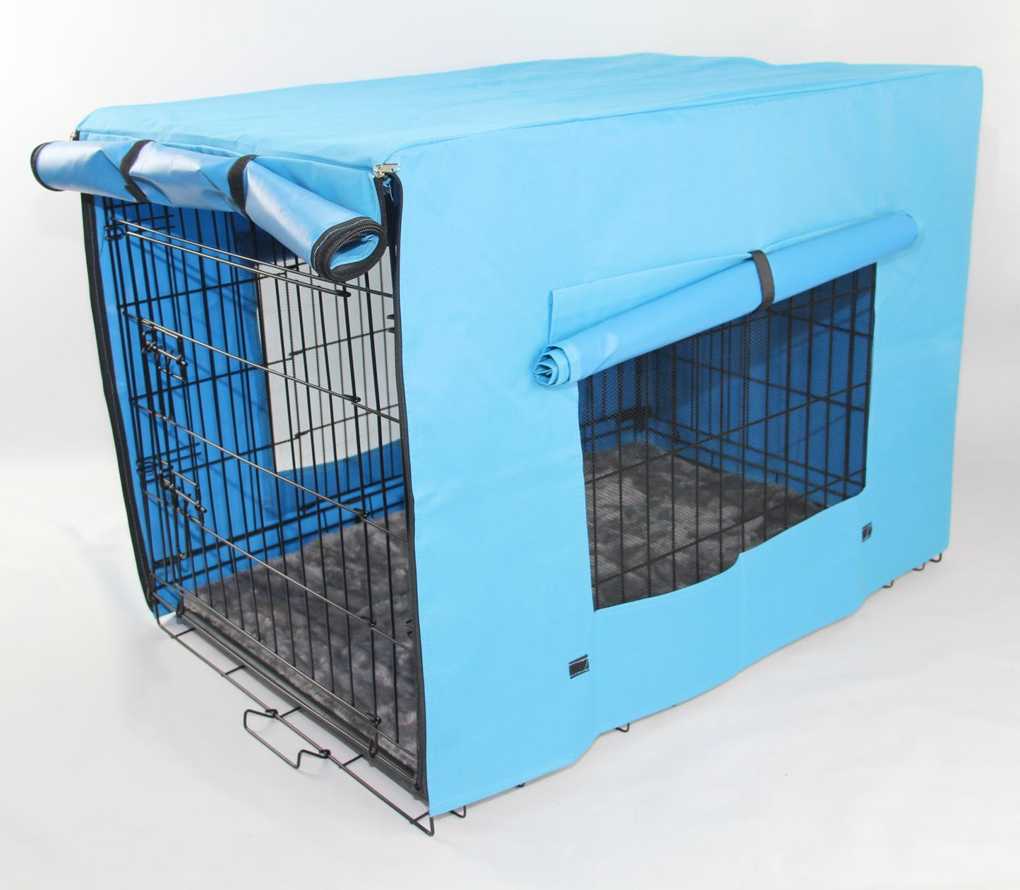 48' Collapsible Dog Cage Crate with Cover Blue