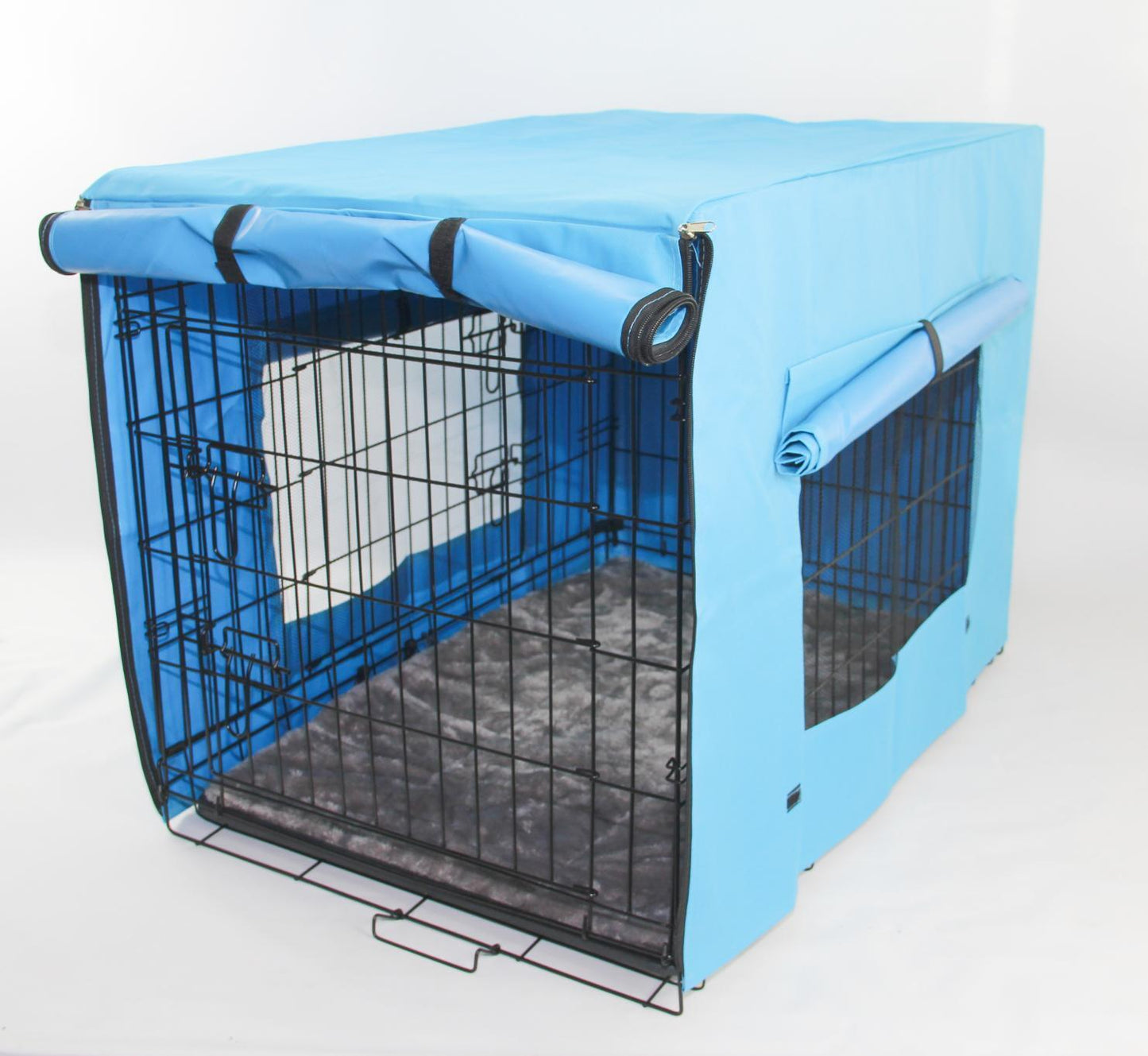 48' Collapsible Dog Cage Crate with Cover Blue