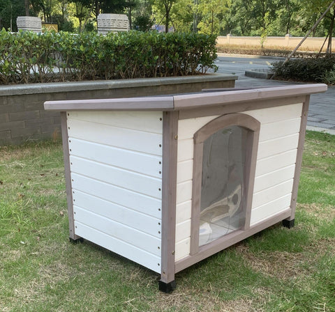 Timber Pet Dog Kennel House White - M
