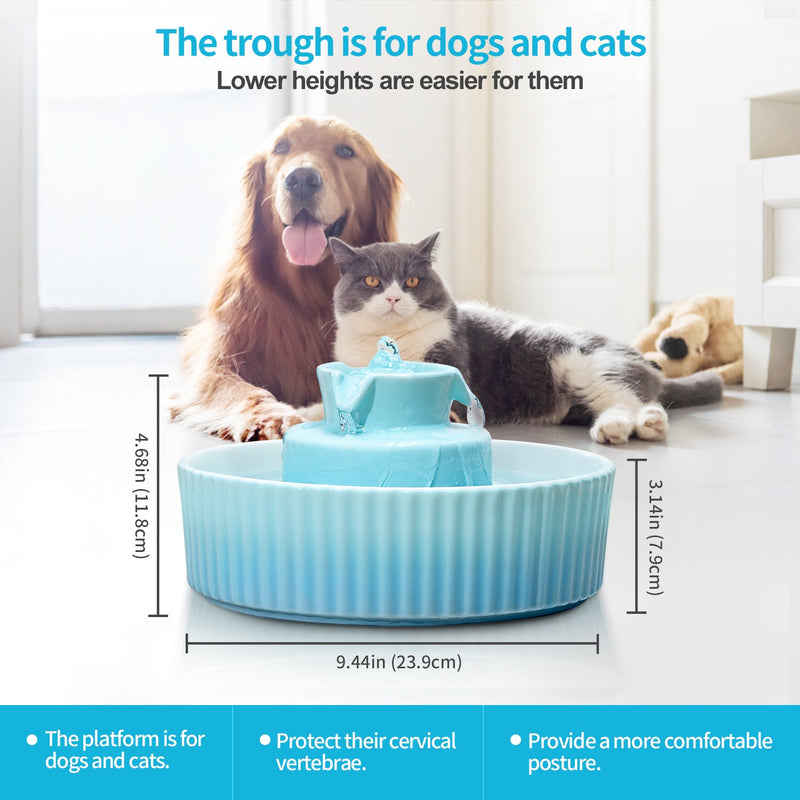 Ceramic Electric Pet Water Fountain Blue