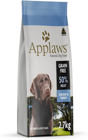 Applaws Grain-Free Chicken & Turkey Dry Dog Food - with Cranberry and Sweet Potato, for All Breeds and All Life Stages, 2.7 Kg, Pack of 4